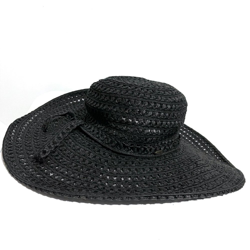 Scala Wide Brim Crochet Paper Straw Sun Hat - Picture 6 of 10